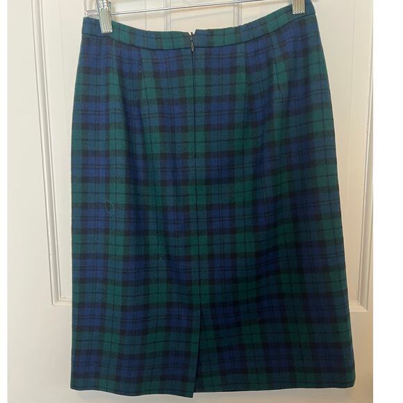 Vintage Pendleton Womens 8 Tartan Plaid Skirt Blue Green 100% Virgin Wool Pencil - Picture 2 of 11